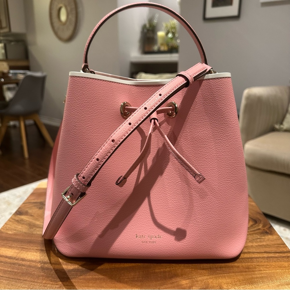 EUC Kate Spade Eva Large Bucket Bag Bright Carnation Pink - Picture 9 of 10